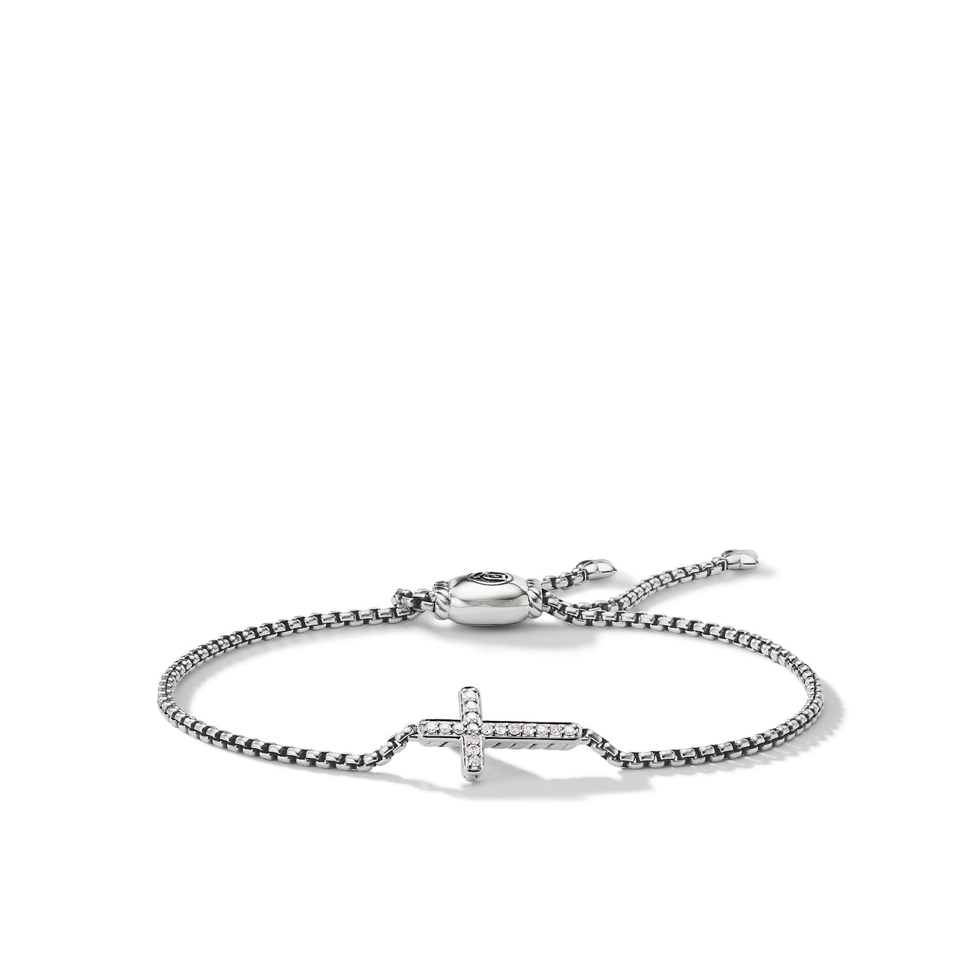 Petite Pavé Cross Chain Bracelet in Sterling Silver with Diamonds\, 1.7mm