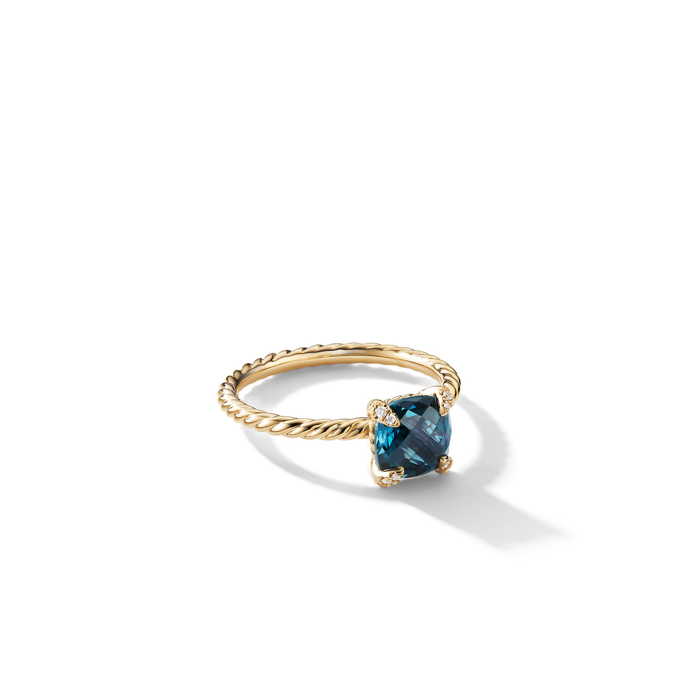 Chatelaine® Ring in 18K Yellow Gold with Hampton Blue Topaz and Diamonds\, 7mm