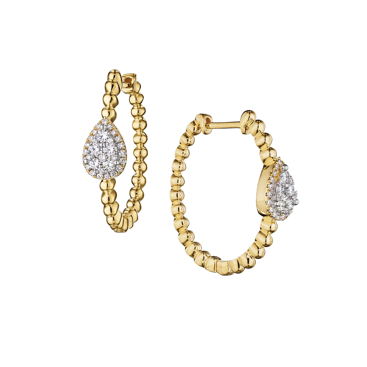 Yellow And White Gold Diamond Earrings