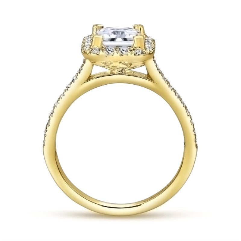 Yellow Gold Square Halo Engagement Ring