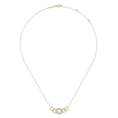 Yellow/White Gold Link Chain Diamond Necklace