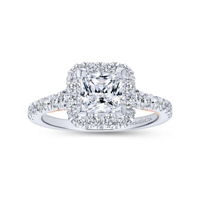 White Gold Square Halo Diamond Engagement Ring