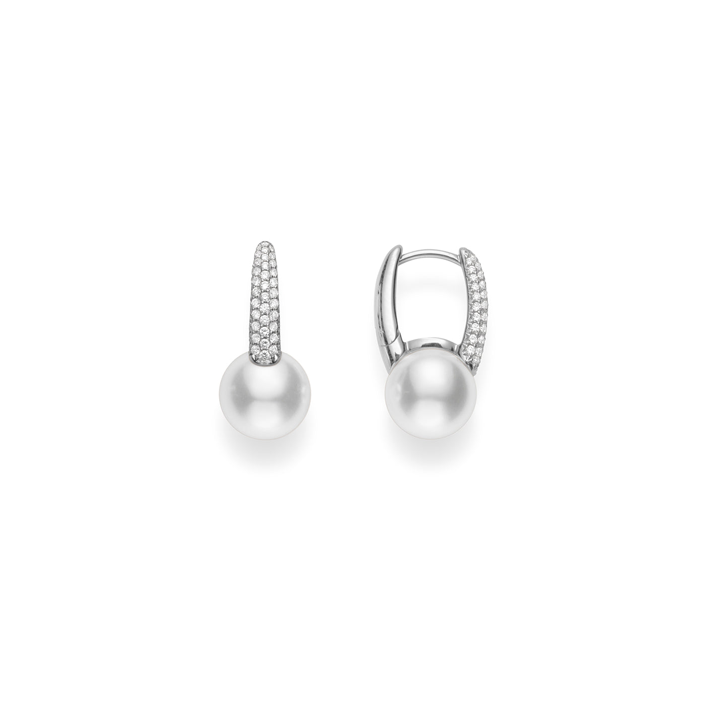 White Gold Diamond Pearl Earrings