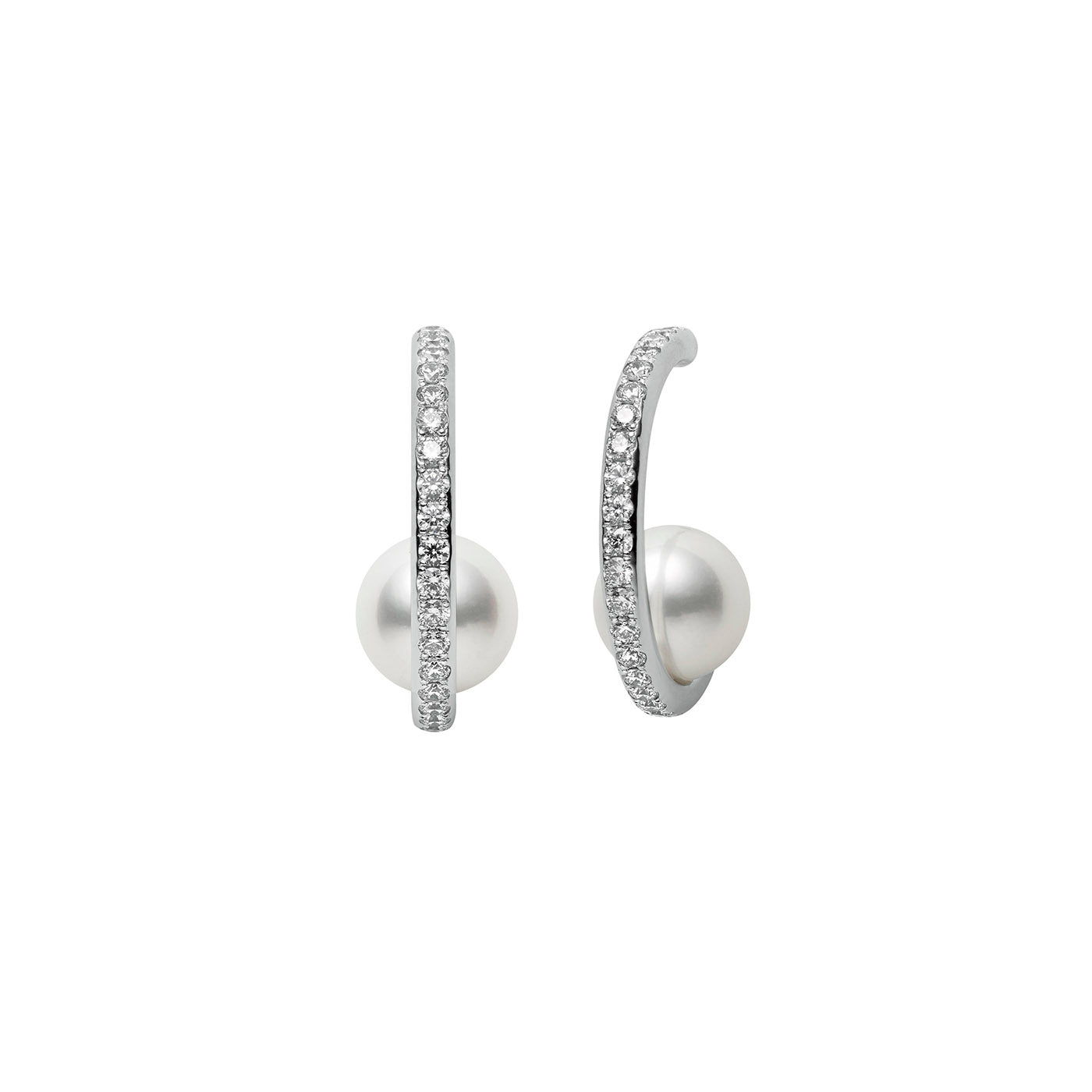 Pearl and Diamond Hoop Earrings