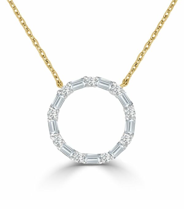 Yellow and White Gold Diamond Circle Necklace