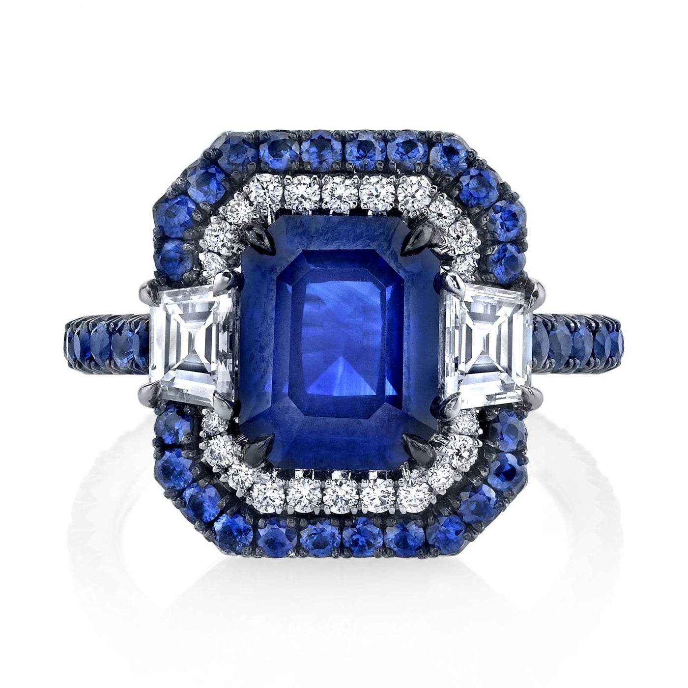 Diamond and Sapphire Halo Ring