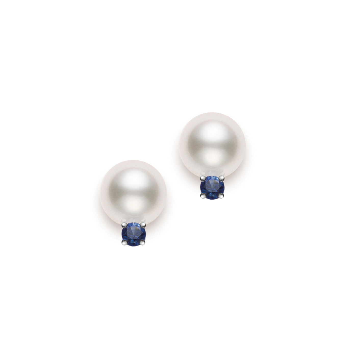 White Gold Sapphire and Pearl Earrings