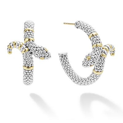 Rare Wonders Two-Tone Snake Hoop Earrings