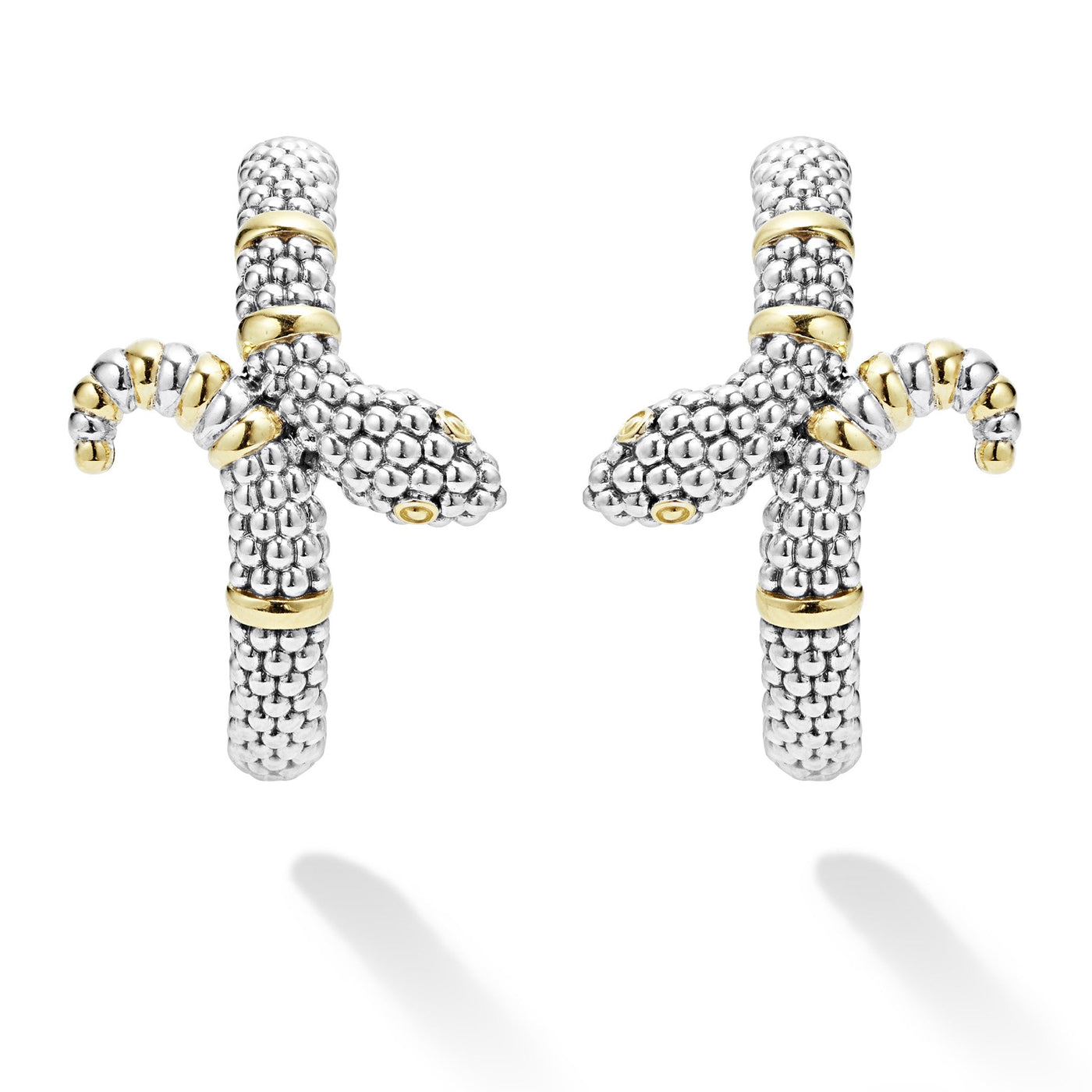 Rare Wonders Two-Tone Snake Hoop Earrings