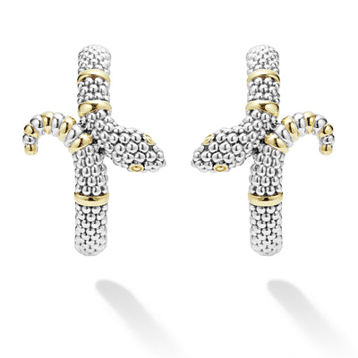 Rare Wonders Two-Tone Snake Hoop Earrings