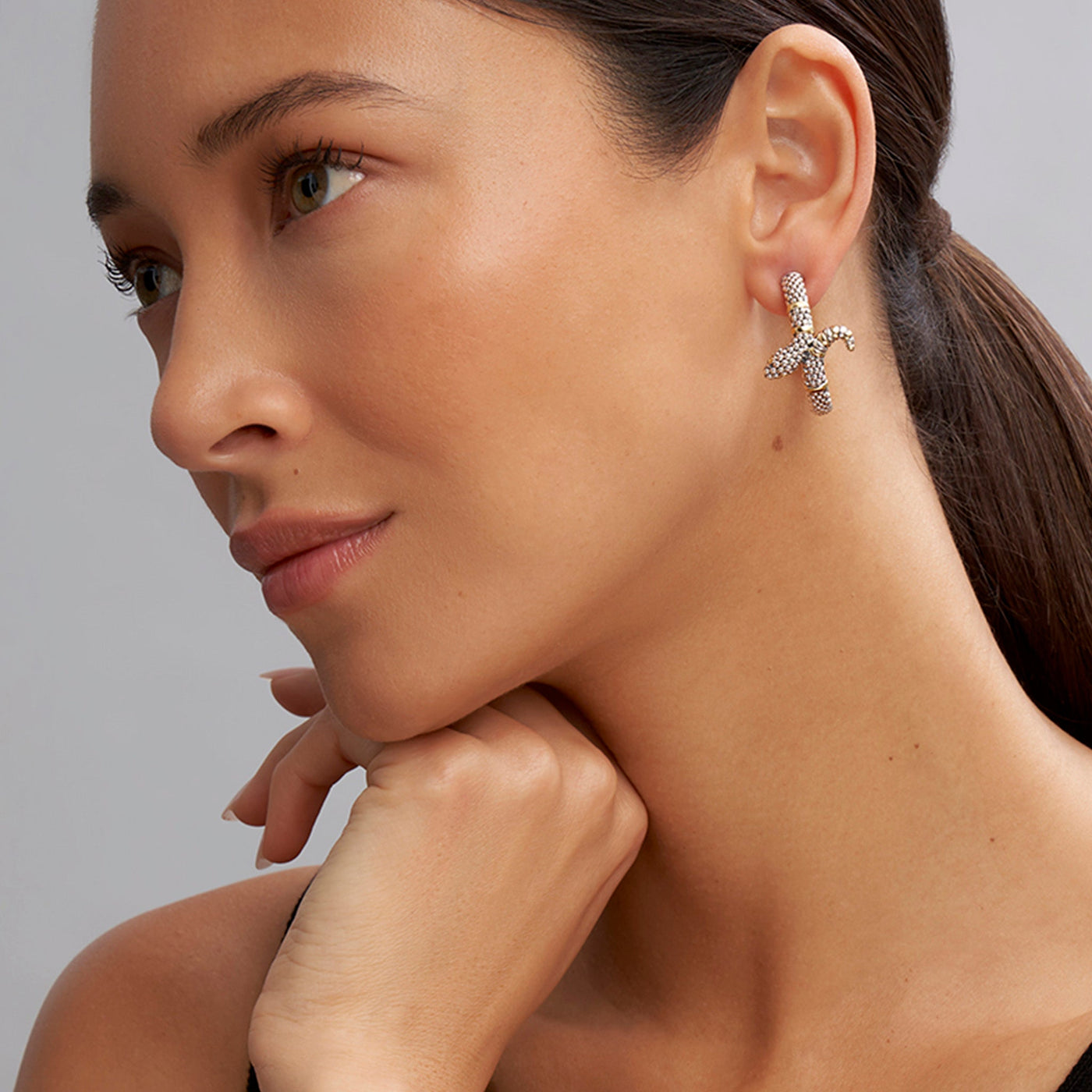 Rare Wonders Two-Tone Snake Hoop Earrings