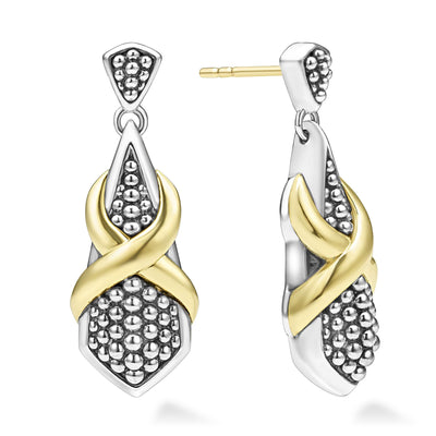 Embrace Two-Tone X Drop Earrings