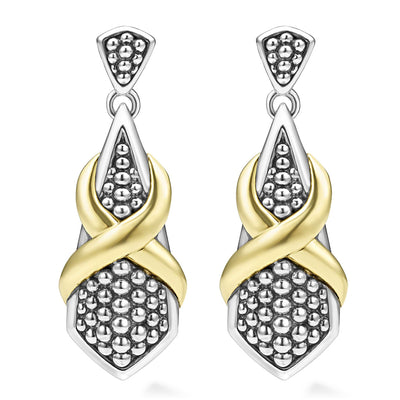 Embrace Two-Tone X Drop Earrings