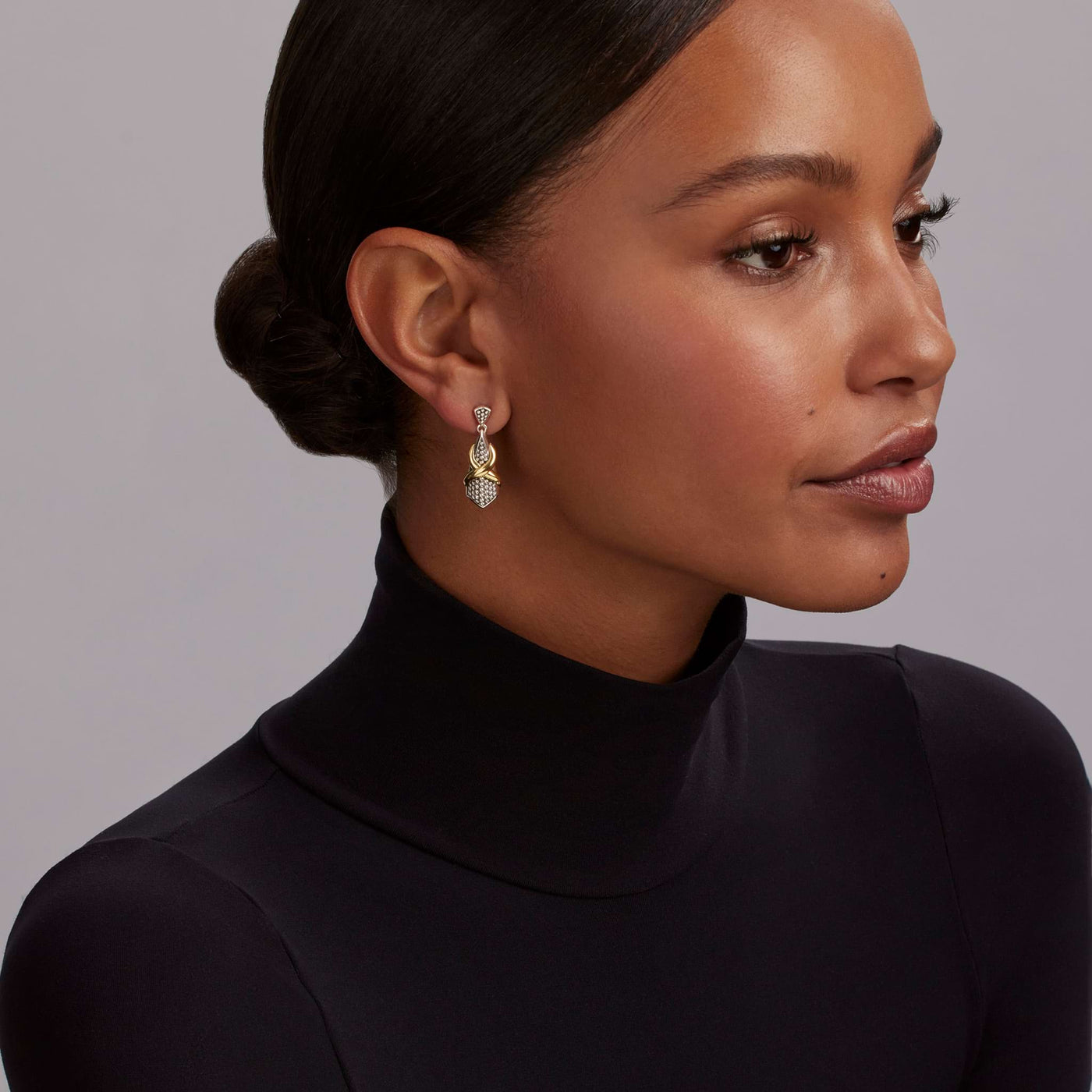 Embrace Two-Tone X Drop Earrings