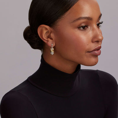Embrace Two-Tone X Drop Earrings