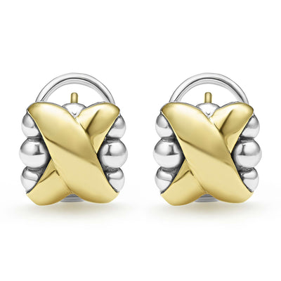 Embrace Two-Tone X Omega Clip Earrings