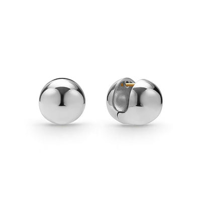 front of sterling silver Round huggie earrings