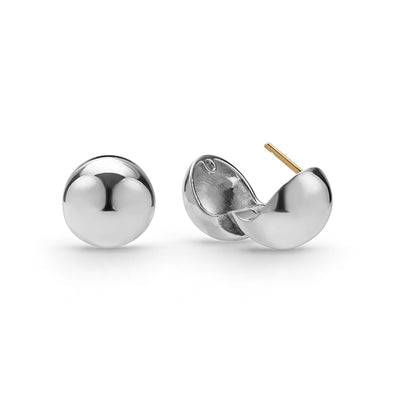 opened sterling silver Round huggie earrings