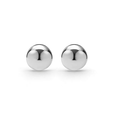front of sterling silver Round huggie earrings