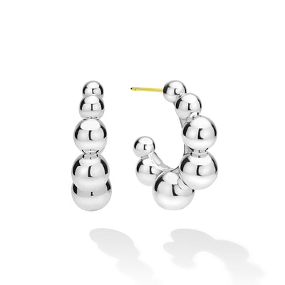 side of beaded sterling silver hoop earrings
