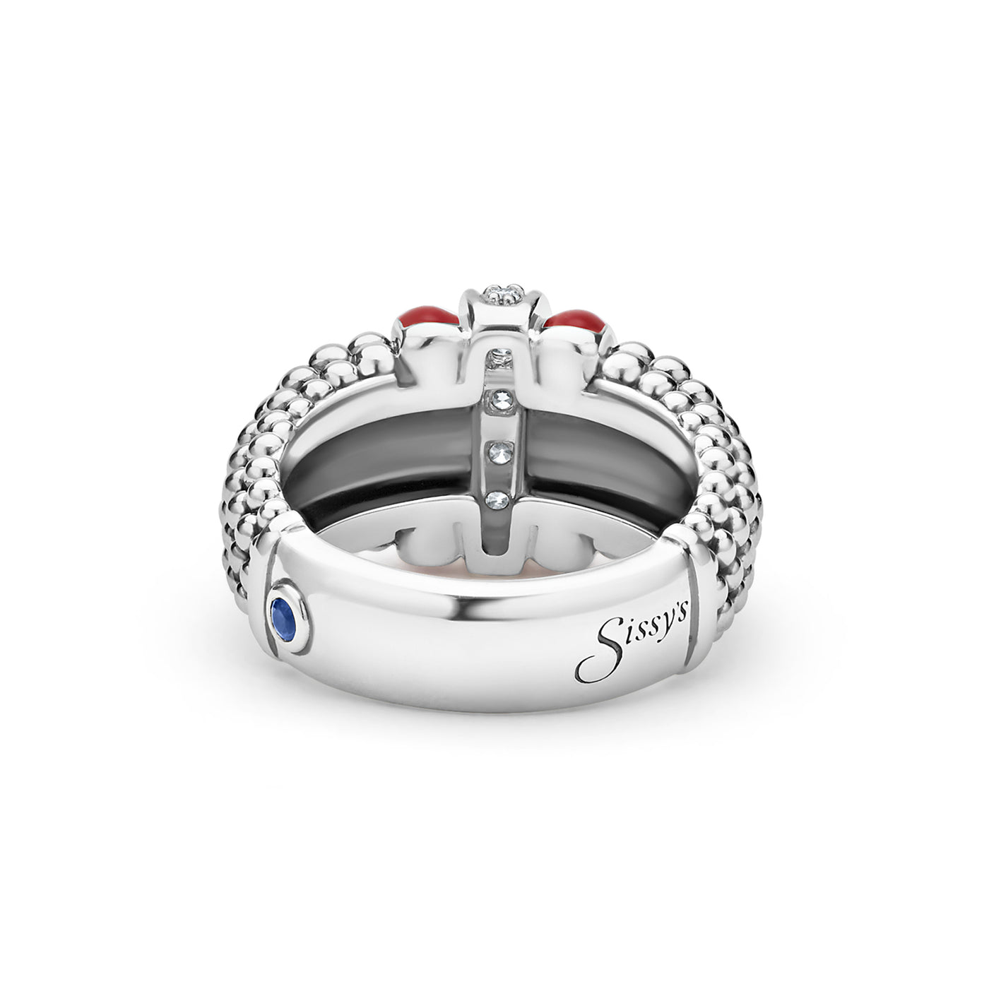 Signature Caviar Red Enamel Caviar Diamond Ring