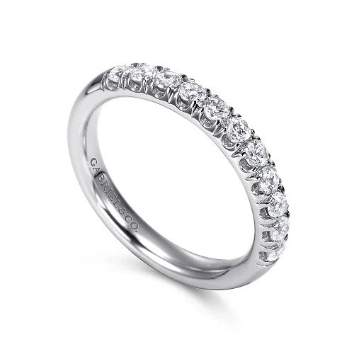 Portofino - 14K White Gold 11 Stone French Pave Diamond Wedding Band - 0.5 ct