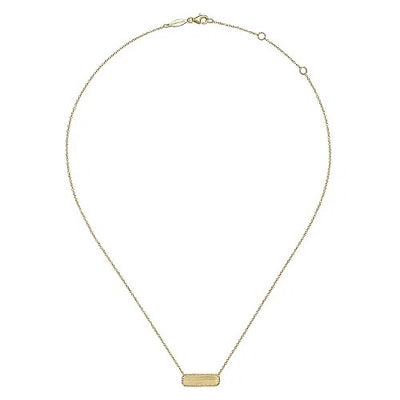 14K Yellow Gold Rectangular ID Pendant Necklace with Twisted Rope Frame