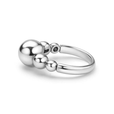 side of sterling silver small to large beaded ring