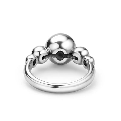 back of sterling silver small to large beaded ring