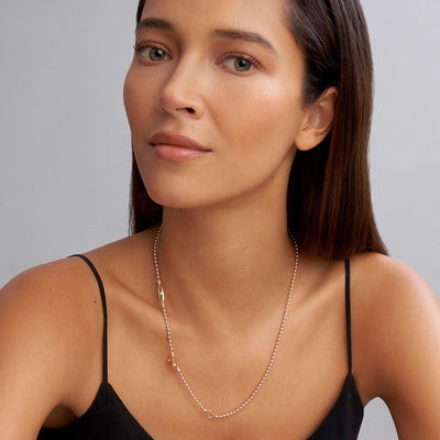Signature Caviar Two-Tone Beaded Toggle Necklace