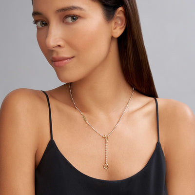 Signature Caviar Two-Tone Beaded Toggle Necklace