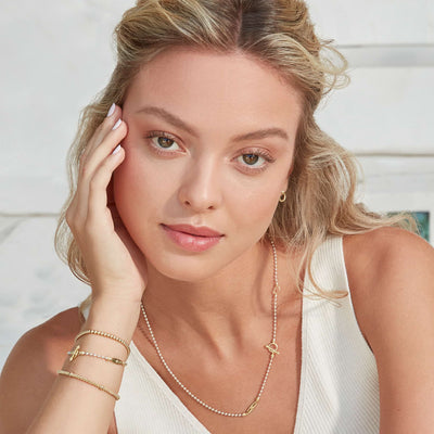 Signature Caviar Two-Tone Beaded Toggle Necklace