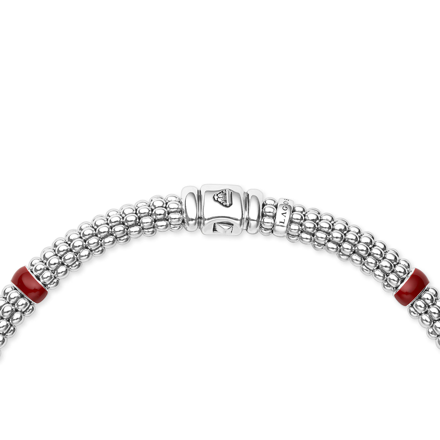 Signature Caviar Red Enamel Single Station Diamond Caviar Necklace