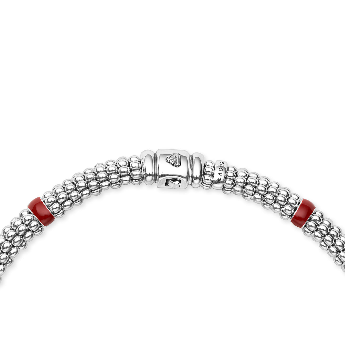 Signature Caviar Red Enamel Four Station Diamond Caviar Necklace