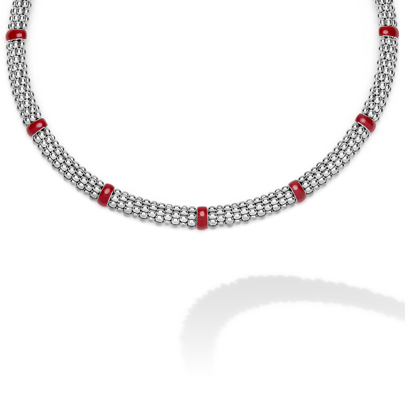 Signature Caviar Red Enamel Caviar Rope Necklace