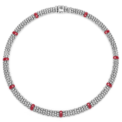 Signature Caviar Red Enamel Caviar Rope Necklace