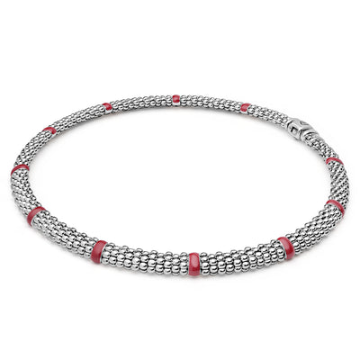 Signature Caviar Red Enamel Caviar Rope Necklace