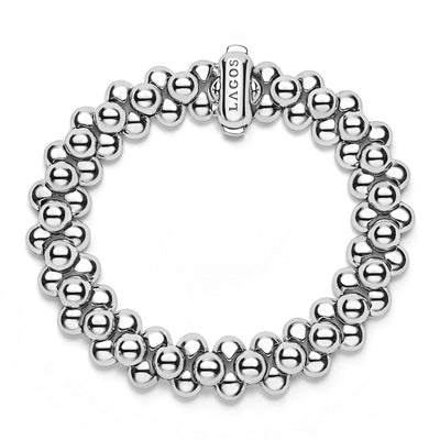 12mm sterling silver beaded statement bracelet with LAGOS engraving 