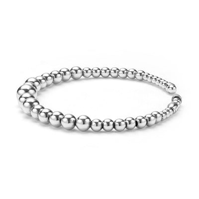 side of 7mm sterling silver beaded cuff bracelet