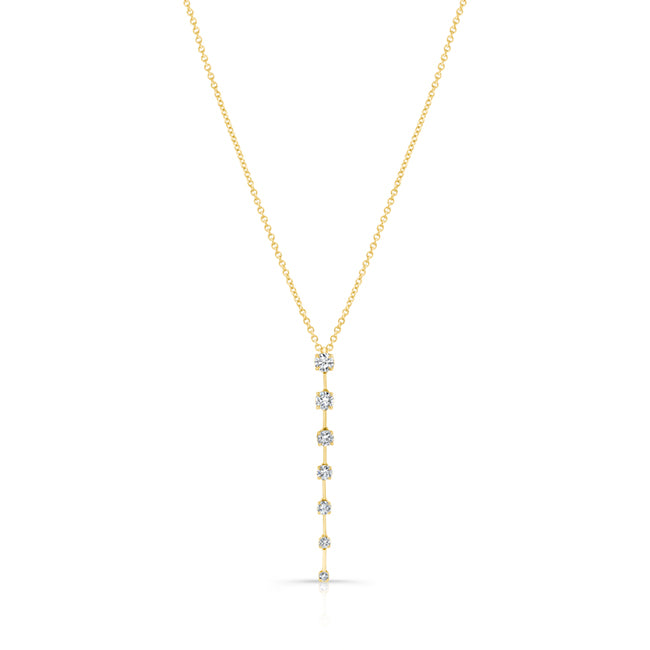 18K Yellow Gold 1.55 Carat Diamond Bar Pendant on Adjustable 16-18" Chain