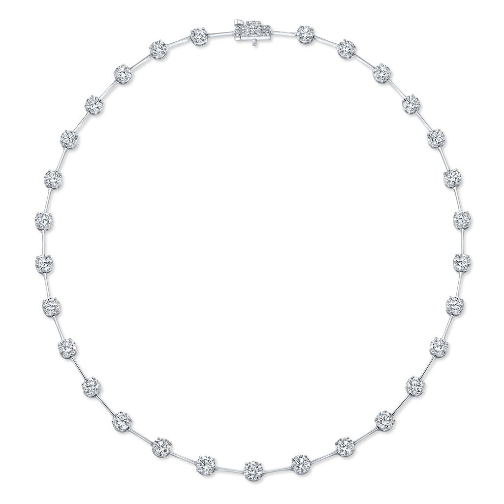18K White Gold 10.75 Carat Diamond Bar Necklace 16"