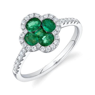 0.30CT DIAMOND & 0.70CT EMERALD CLOVER RING