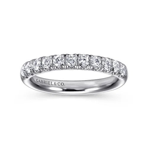 Portofino - 14K White Gold 11 Stone French Pave Diamond Wedding Band - 0.5 ct