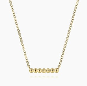 14K Yellow Gold Bujukan Beaded Bar Necklace