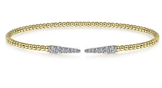 14K Yellow Gold Bujukan Diamond Teardrops Bangle