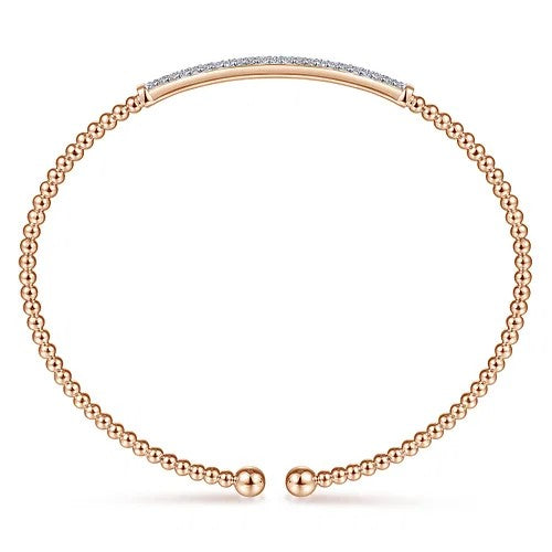 14K Rose Gold Bujukan Diamond Bar Split Bangle