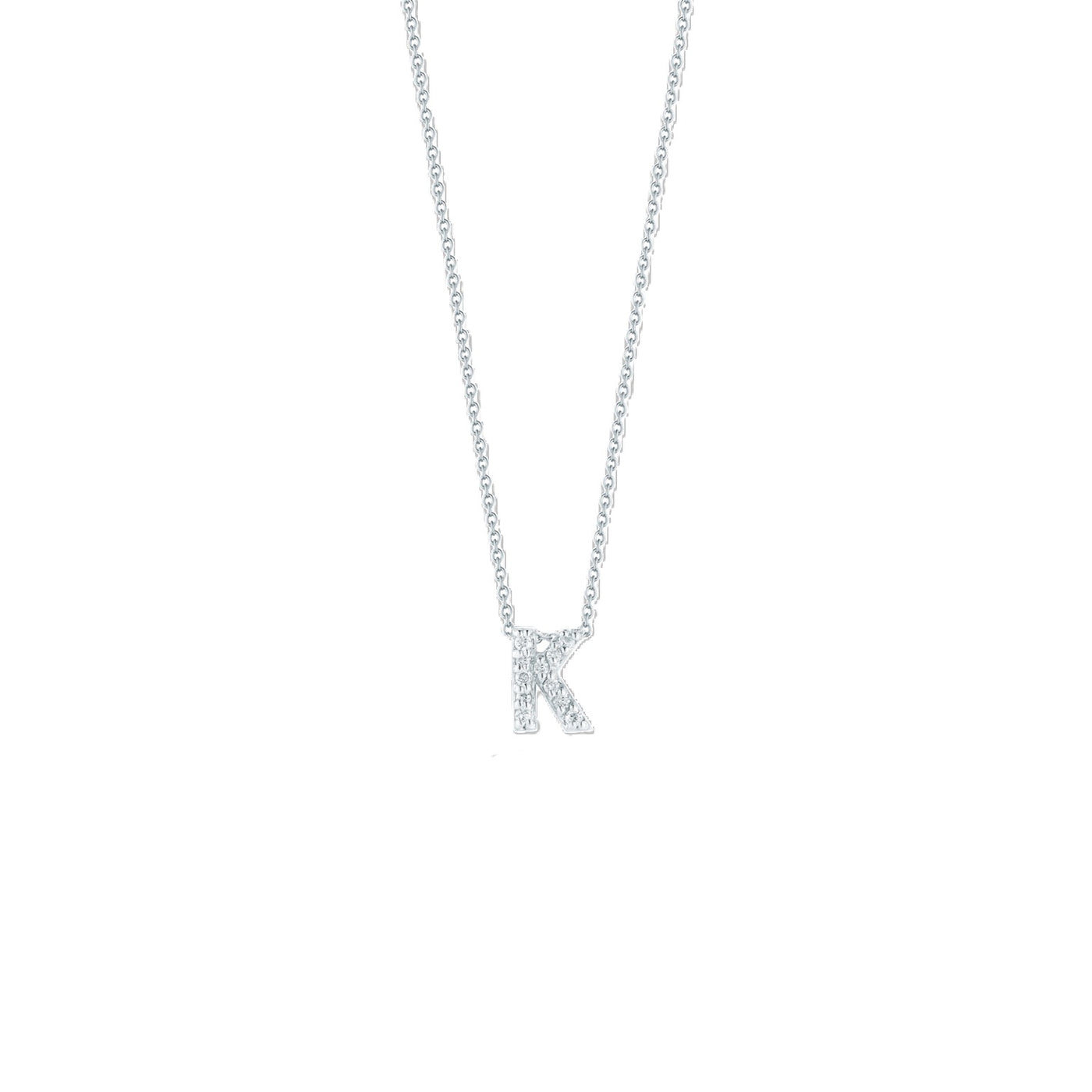 18K WHITE GOLD TINY TREASURES DIAMOND LOVE LETTER “K” NECKLACE