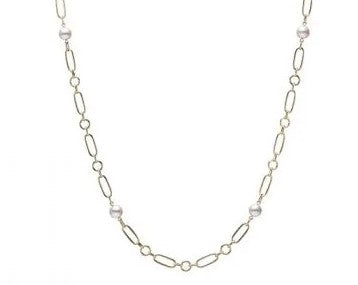 M Code Akoya Cultured Pearl Necklace in 18K Yellow Gold