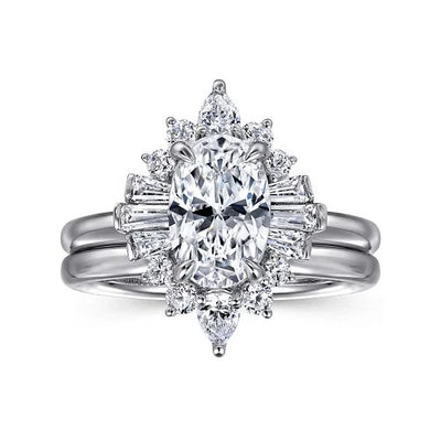 Emarie - 14K White Gold Oval Halo Diamond Engagement Ring (Setting Only)
