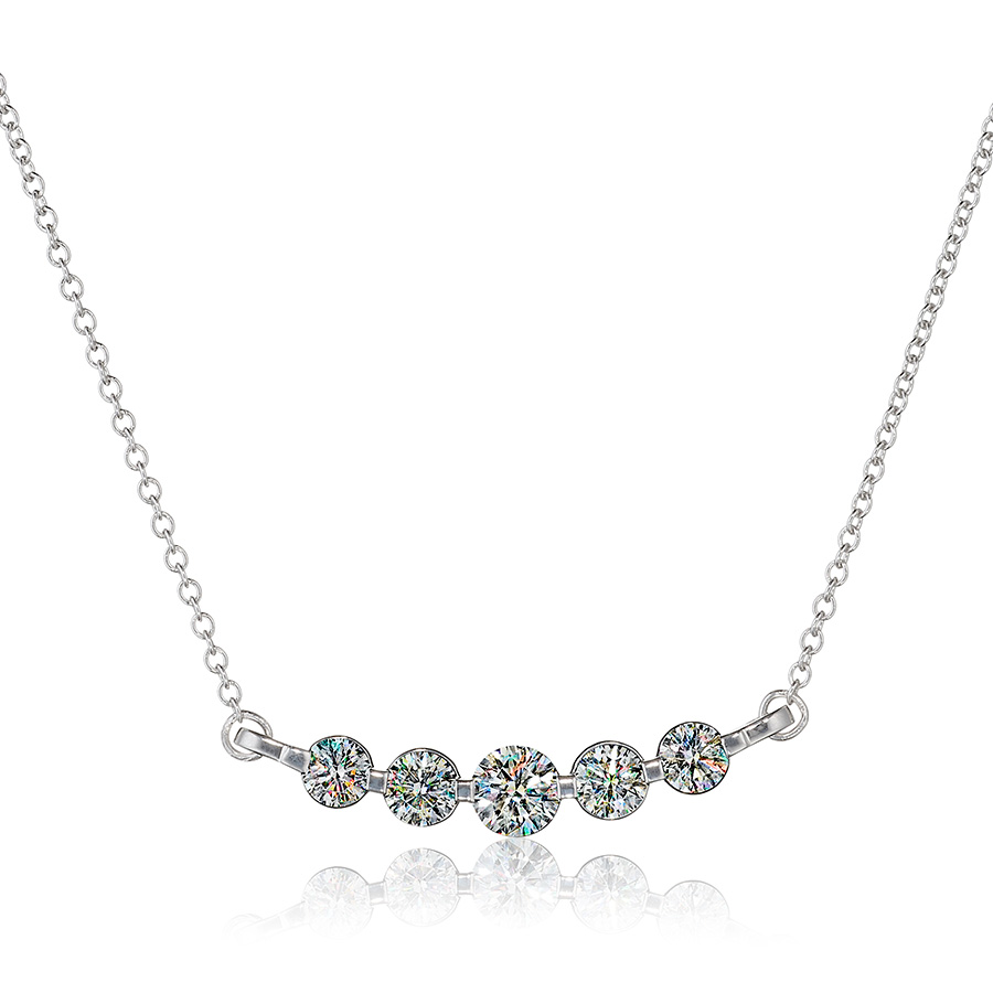 14KWG 1.96CTW FOF DIA 5 STONE NECKLACE